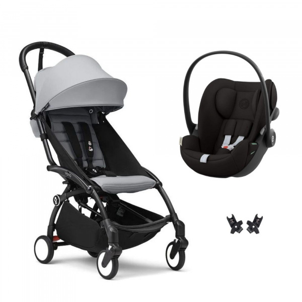 Poussette duo yoyo 3 pack 6+ et siège auto cloud g black - chassis noir - stone Stokke