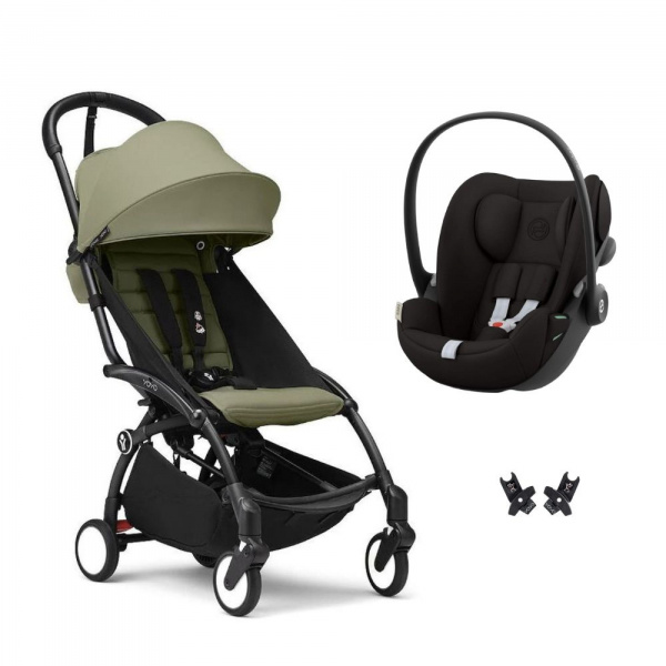 Poussette duo yoyo 3 pack 6+ et siège auto cloud g black - chassis noir - olive Stokke