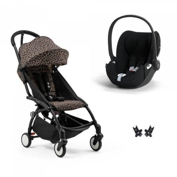 Poussette duo yoyo 3 pack 6+ et siège auto cloud t plus black - chassis noir - leopard Stokke