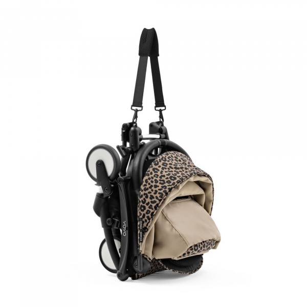 Poussette duo yoyo 3 - châssis noir pack 6+ et nacelle leopard / noir Stokke