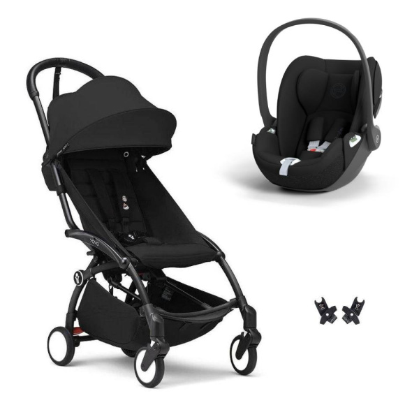 Poussette duo yoyo 3 pack 6+ et siège auto cloud t black - chassis noir - noir Stokke