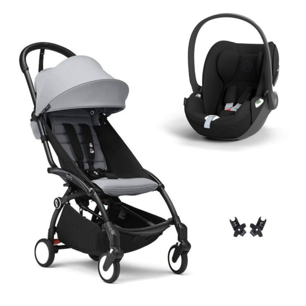 Poussette duo yoyo 3 pack 6+ et siège auto cloud t black - chassis noir - stone Stokke