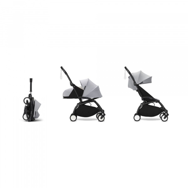 Poussette complète yoyo 3 châssis noir pack 0+ et 6+ stone Stokke
