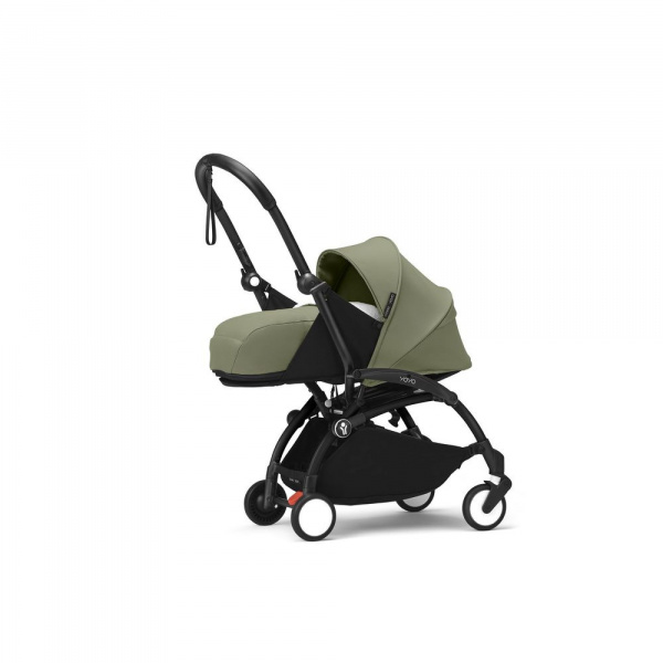 Poussette complète yoyo 3 châssis noir pack 0+ et 6+ olive Stokke