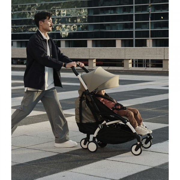 Poussette complète yoyo 3 châssis blanc pack 0+ et 6+ olive Stokke