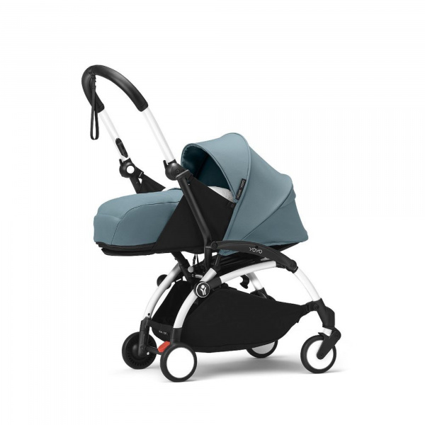 Poussette complète yoyo 3 châssis blanc pack 0+ et 6+ aqua Stokke