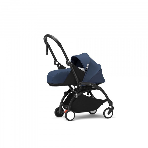 Poussette complète yoyo 3 châssis noir pack 0+ et 6+ bleu air france Stokke