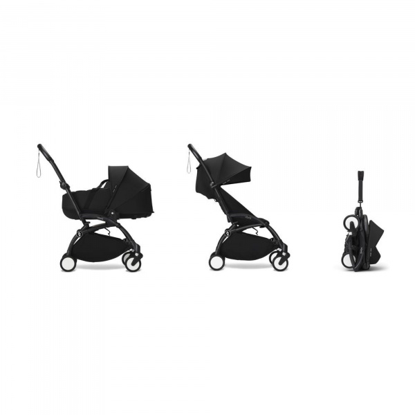 Poussette duo yoyo 3 - châssis noir pack 6+ et nacelle noir Stokke