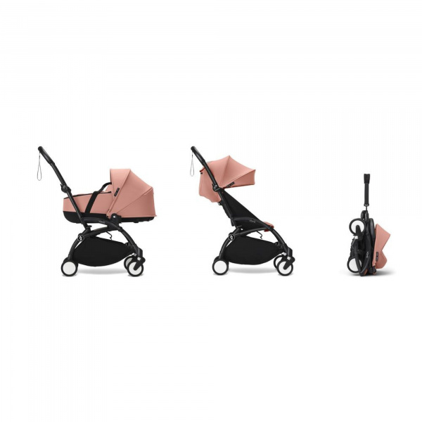 Poussette duo yoyo 3 - châssis noir pack 6+ et nacelle ginger Stokke
