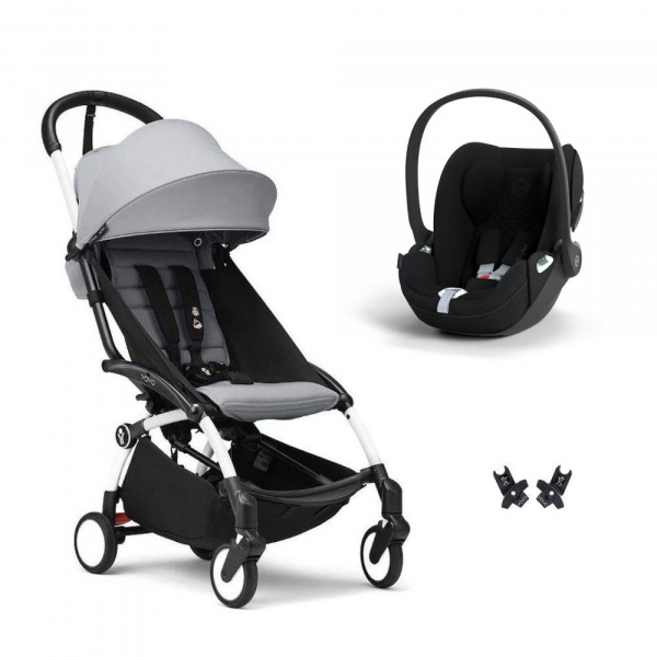 Poussette duo yoyo 3 pack 6+ et siège auto cloud t plus black - chassis blanc - stone Stokke
