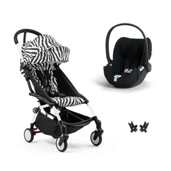 Poussette duo yoyo 3 pack 6+ et siège auto cloud t plus black - chassis blanc - zebra Stokke