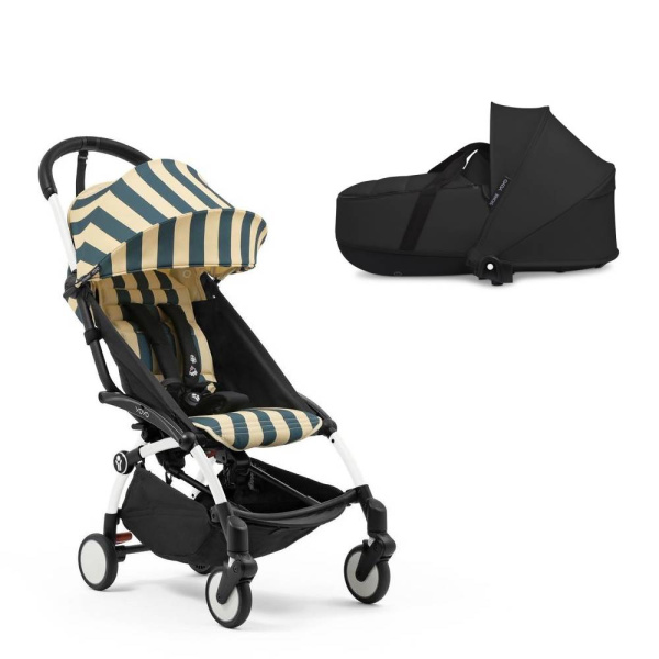 Poussette duo yoyo 3 - châssis blanc pack 6+ et nacelle monaco / noir Stokke