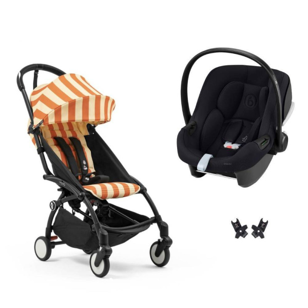 Poussette duo yoyo 3 pack 6+ et siège auto aton b2 black - chassis noir - capri Stokke