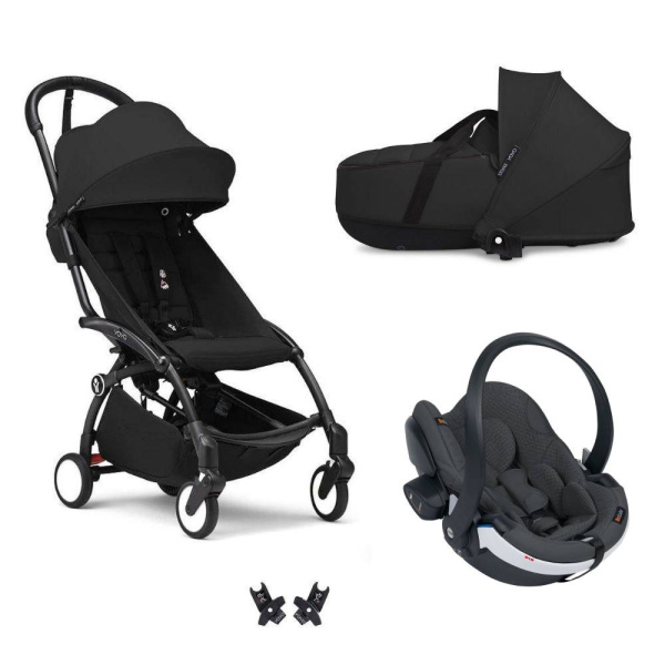 Poussette trio yoyo 3 - châssis noir pack 6+ siège auto izi go modular x2 by besafe + nacelle noir Stokke