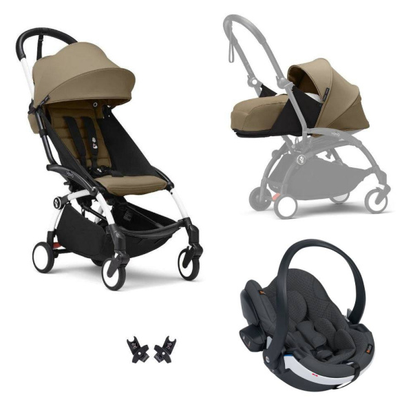 Poussette trio yoyo 3 - châssis blanc pack 0+ & 6+ toffee + siège auto izi go modular x2 by besafe Stokke