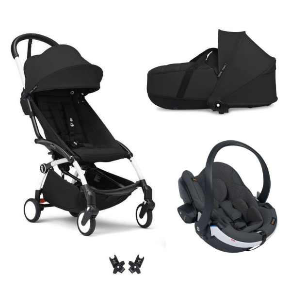 Poussette trio yoyo 3 - châssis blanc pack 6+ siège auto izi go modular x2 by besafe + nacelle noir Stokke