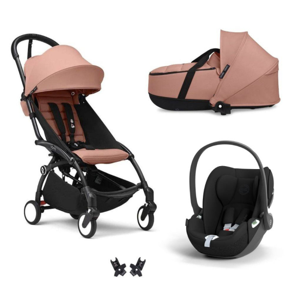 Poussette trio yoyo 3 + siège auto cloud t black + nacelle - châssis noir - ginger Stokke
