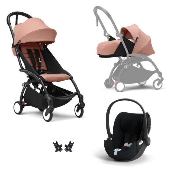 Poussette trio yoyo 3 pack 0+ & 6+ + siège auto cloud t plus black - châssis noir - ginger Stokke