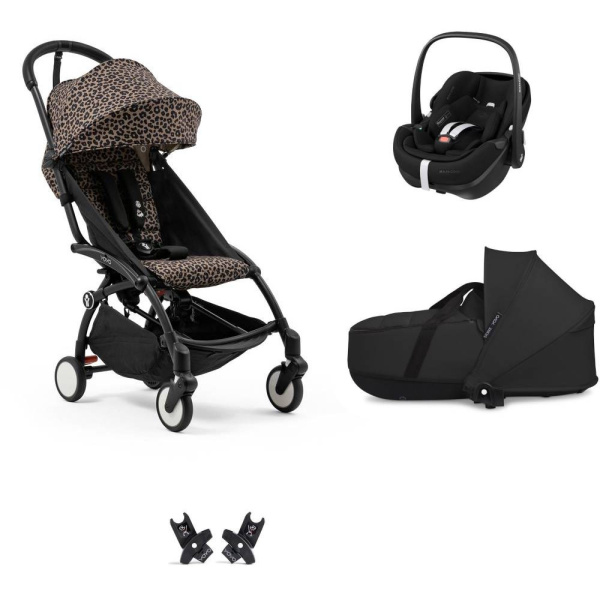 Poussette trio yoyo 3 pack 6+ et siège auto pebble 360 pro² + nacelle yoyo - chassis noir - noir Stokke