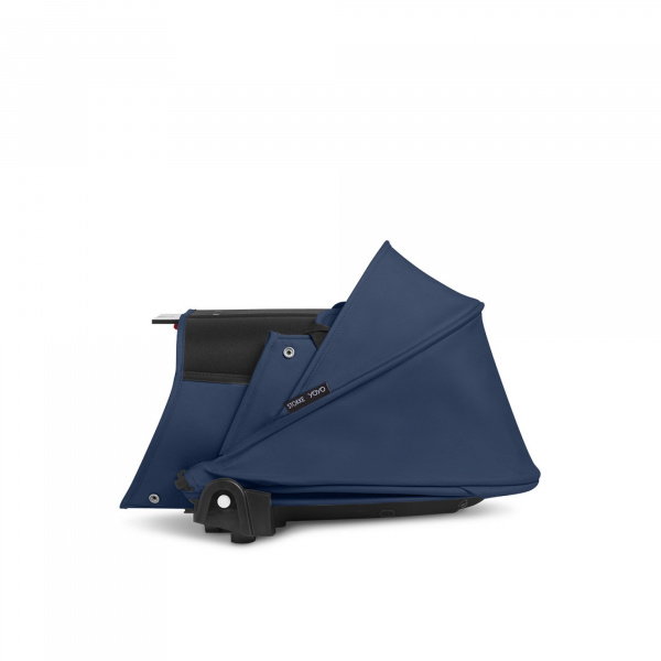 Poussette trio yoyo 3 pack 6+ + siège auto cloud t plus black + nacelle yoyo - châssis noir - bleu air france Stokke