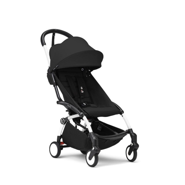 Poussette trio yoyo 3 pack 0+ & 6+ + siège auto cloud t black - châssis blanc - noir Stokke