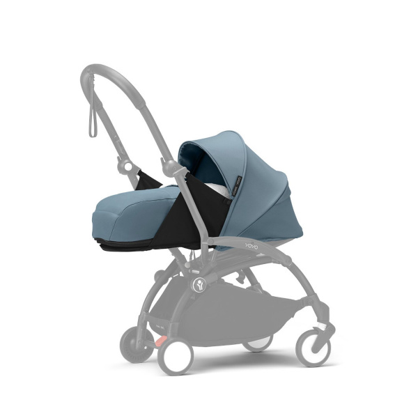 Poussette trio yoyo 3 pack 0+ & 6+ + siège auto cloud t black - châssis blanc - aqua Stokke