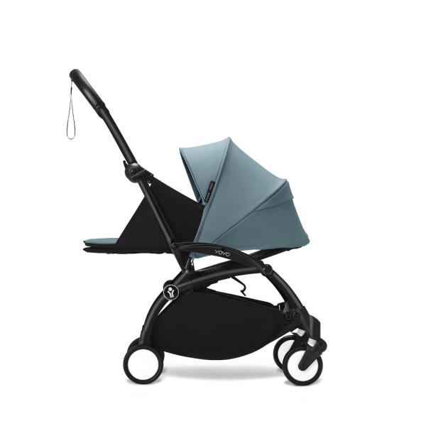Poussette trio yoyo 3 pack 0+ & 6+ + siège auto cloud t black - châssis blanc - aqua Stokke