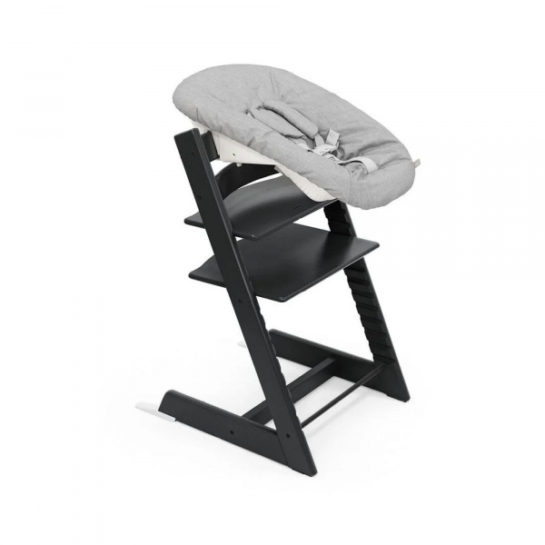 Pack chaise haute tripp trapp hêtre black + newborn set gris Stokke