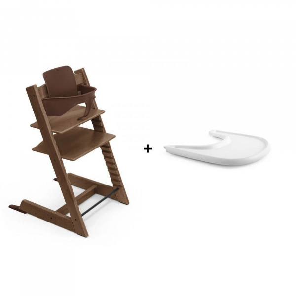 Pack chaise haute tripp trapp avec son baby set et sa tablette - warm brown Stokke