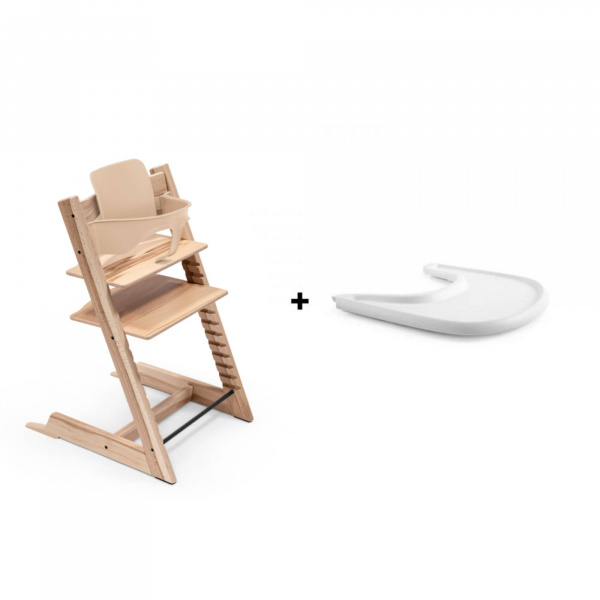 Pack chaise haute tripp trapp avec son baby set et sa tablette wild wood Stokke