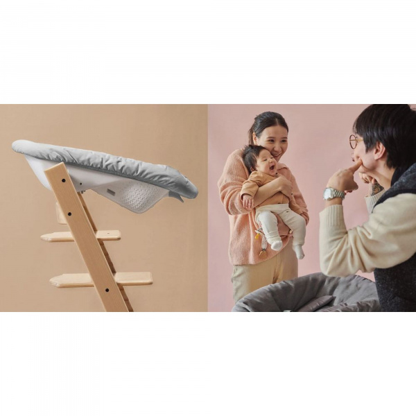 Pack chaise haute tripp trapp hêtre vanilla white + newborn set gris Stokke