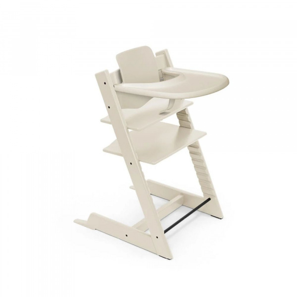 Pack chaise haute tripp trapp hêtre vanilla white + newborn set gris Stokke