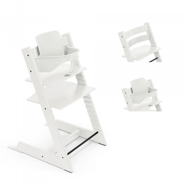 Pack chaise haute tripp trapp et son baby set blanc Stokke