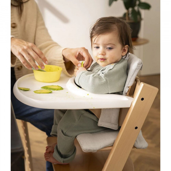 Pack chaise haute tripp trapp avec son baby set et sa tablette gris tempête Stokke