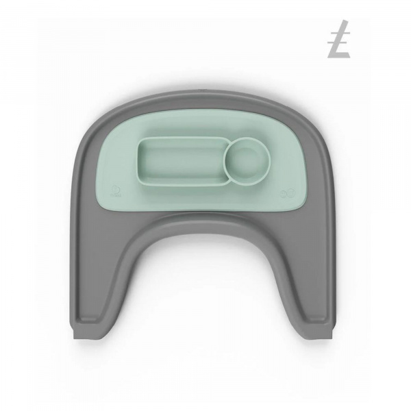 Pack chaise haute tripp trapp avec son baby set et sa tablette gris tempête Stokke