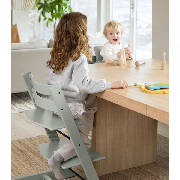 Pack chaise haute tripp trapp hetre vert glacier + newborn gris Stokke