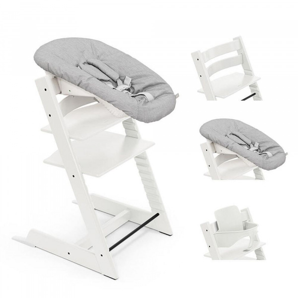Pack chaise haute tripp trapp avec son newborn set et son baby set blanc Stokke