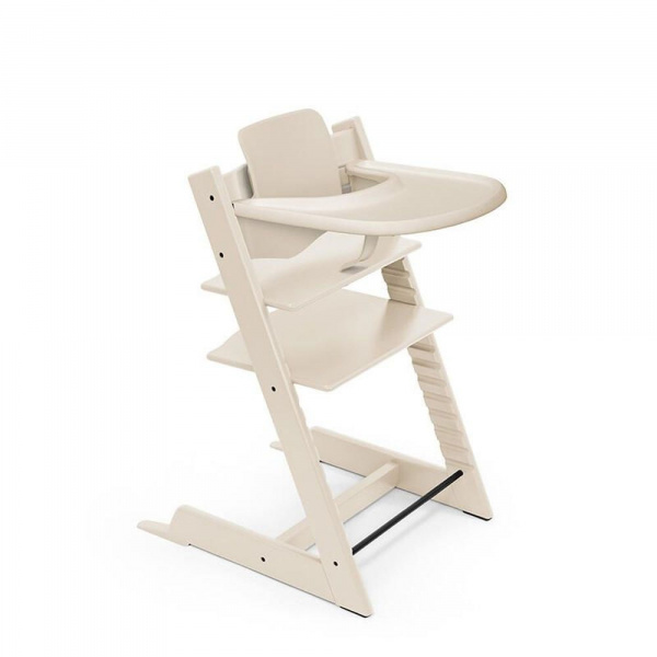 Pack chaise haute tripp trapp avec son baby set et sa tablette vanilla white Stokke