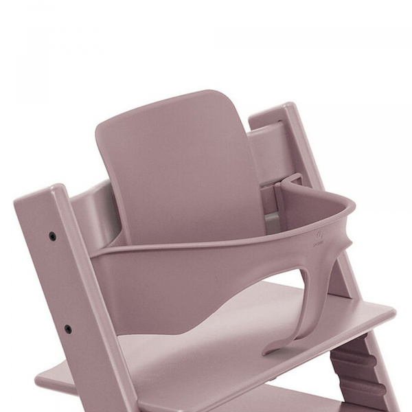 Pack chaise haute tripp trapp avec son baby set et sa tablette mauve Stokke
