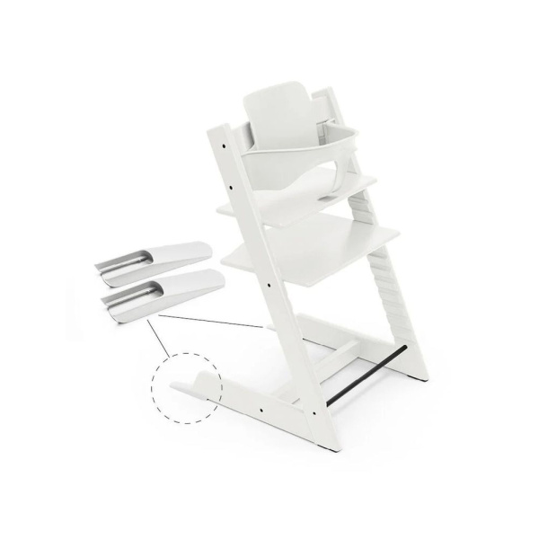 Pack chaise haute tripp trapp avec son baby set et sa tablette blanc Stokke