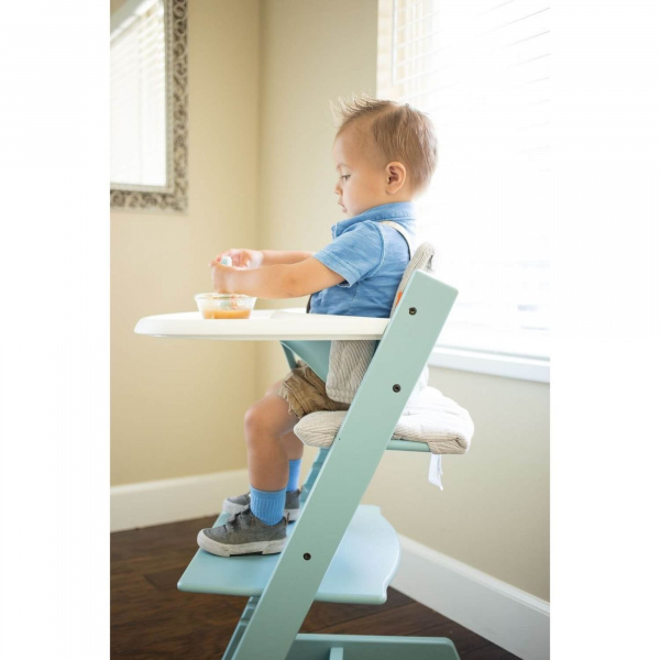 Pack chaise haute tripp trapp avec son baby set et sa tablette gris tempête Stokke
