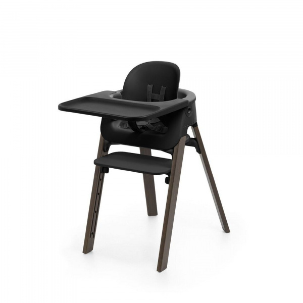 Chaise haute steps complète avec baby set et plateau noir / warm brown Stokke