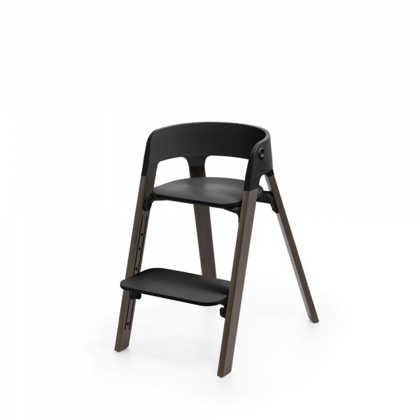 Chaise haute steps complète avec baby set et plateau noir / warm brown Stokke