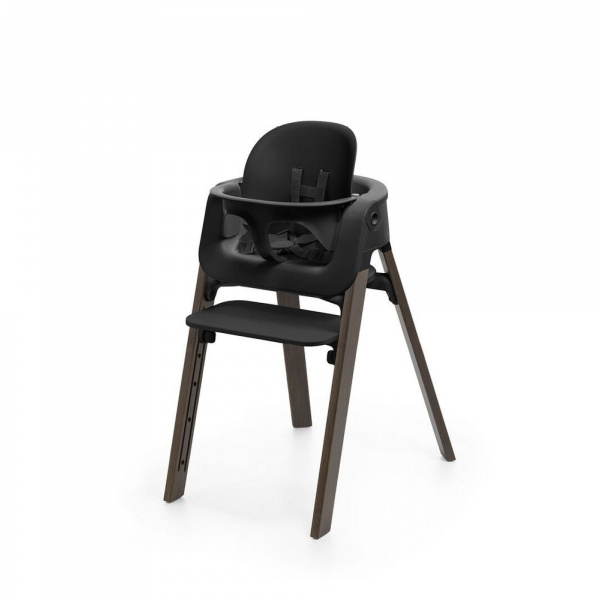 Chaise haute steps complète avec baby set et plateau noir / warm brown Stokke