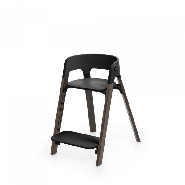 Chaise haute steps complète avec baby set et plateau noir / warm brown Stokke