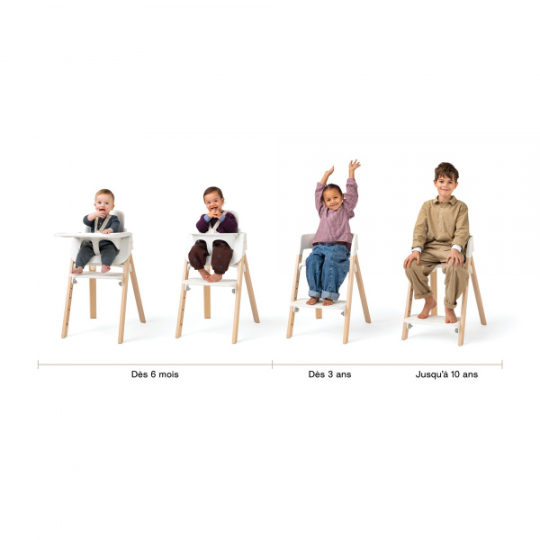 Chaise haute steps complète avec baby set et plateau noir / warm brown Stokke
