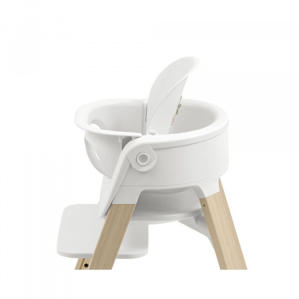 Chaise haute steps complète avec baby set et plateau blanc / natural Stokke