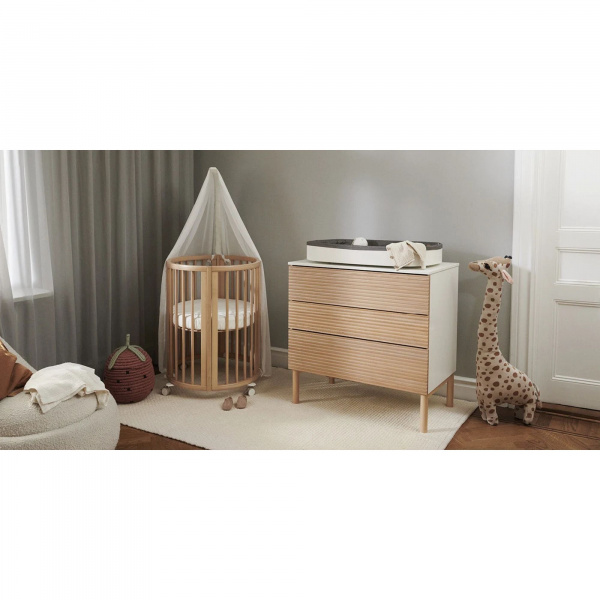 Chambre duo berceau sleepi blanc + commode sleepi blanc Stokke