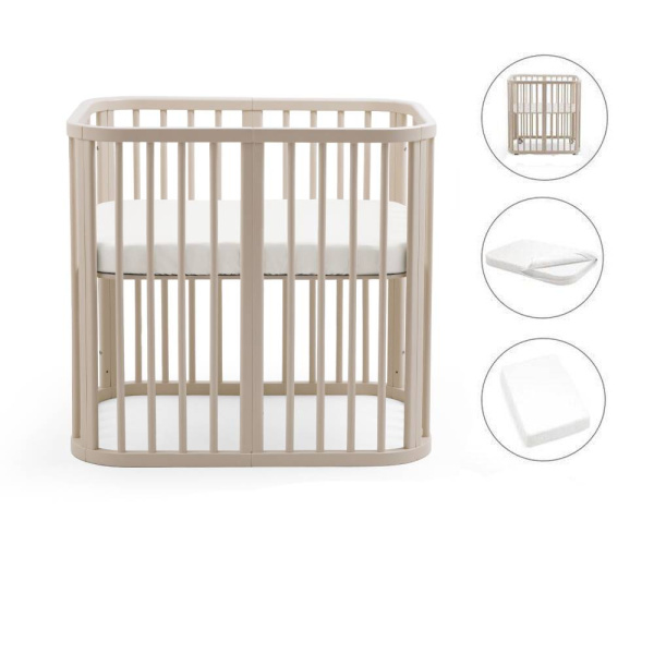 Pack berceau nighti + matelas + drap housse blanc - vanilla white Stokke
