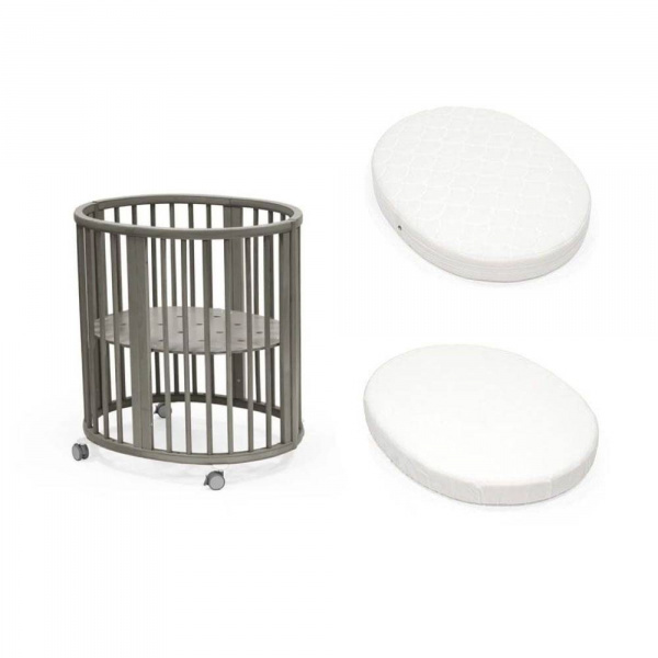 Pack berceau sleepi hazy grey + matelas mini sleepi + drap housse blanc Stokke